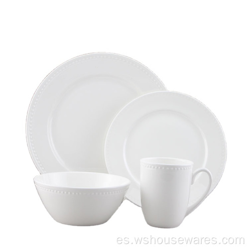 Conjunto de cena de porcelana Juego de vajillas de hueso blanco